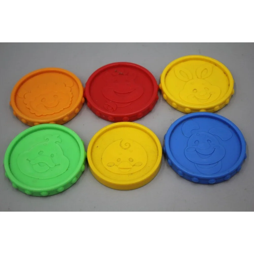 Fisher Price Learning Piggy Bank J2462 QTY:6 Replacement Coins Heads Tails Plast